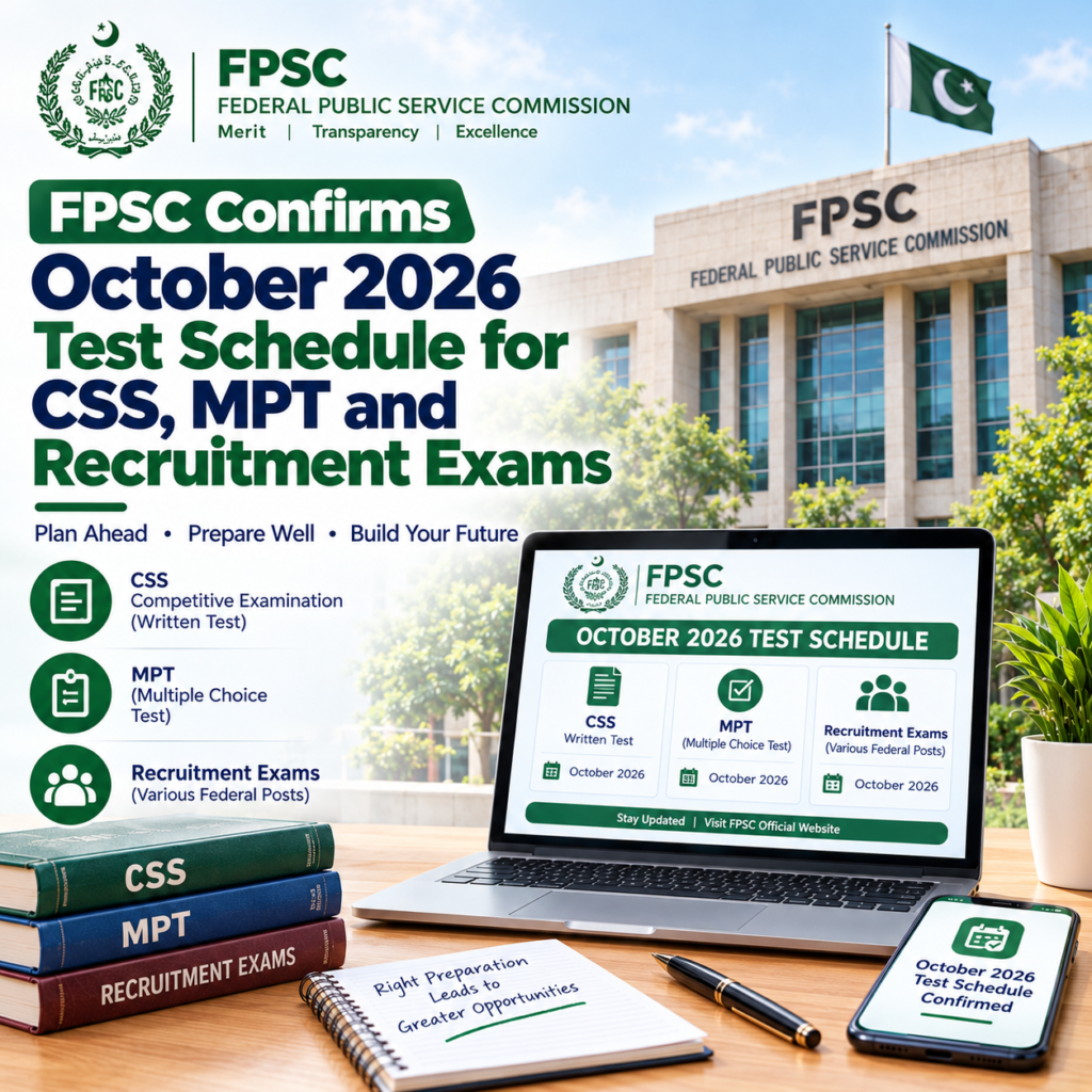 FPSC October 2026 Exam Schedule – CSS MPT & Tests