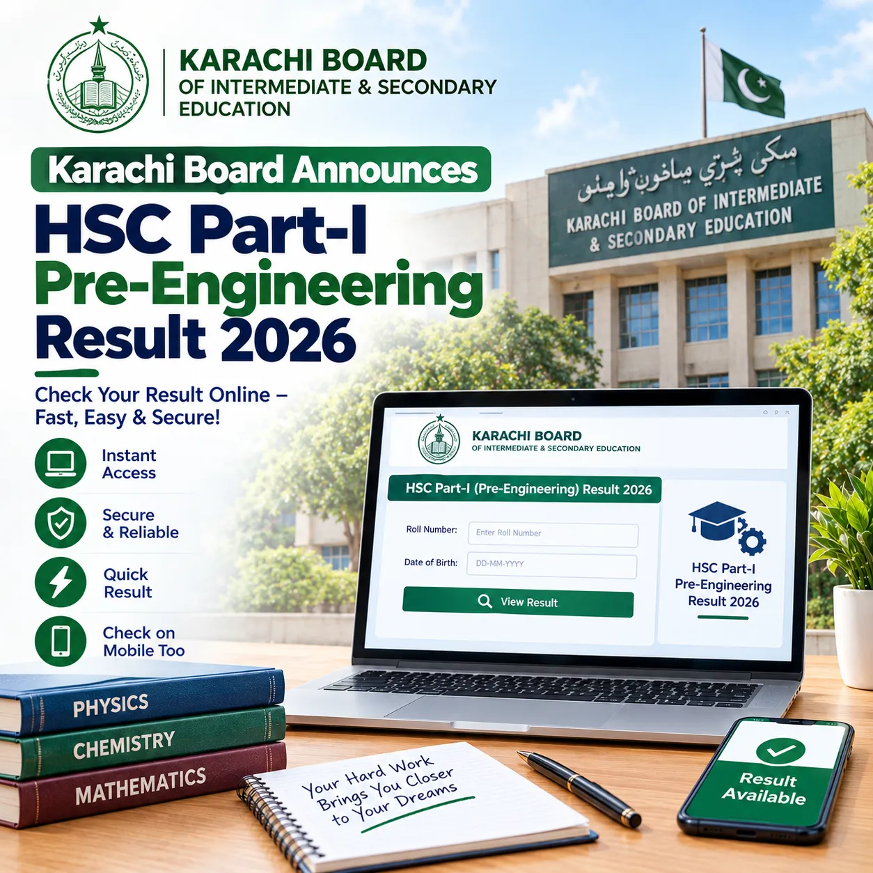 Karachi Board HSC Part-I Pre-Engineering Result 2026